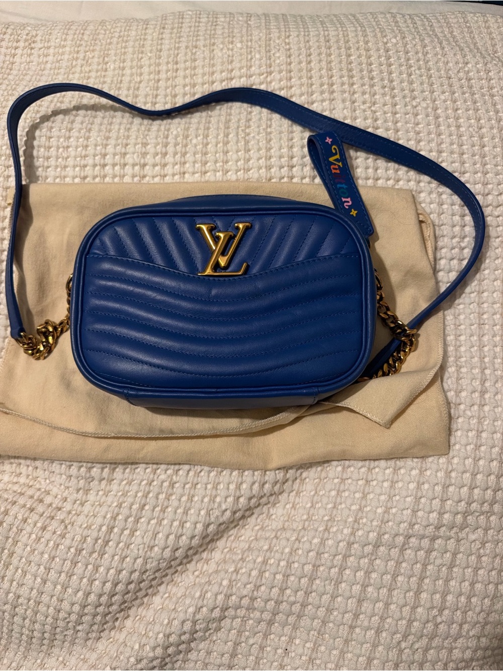 Louis Vuitton Royal Blue Quilted Camera Crossbody with Gold Hardware